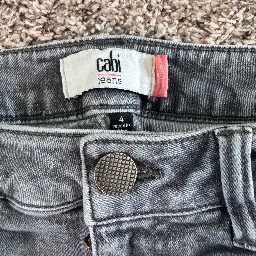Cabi Women's Grey Jeans- distressed size 4